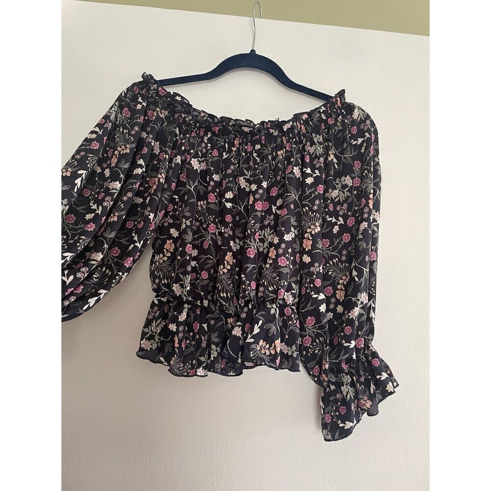 SAINTS & HEARTS FLORAL PRINT PUFF SLEEVES PEASANT BLOUSE USA Size S